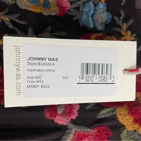 Johnny Was, Eleir printed mesh Maxi Dress Size XXL Floral Sleeveless Embroiderd - Picture 11 of 11
